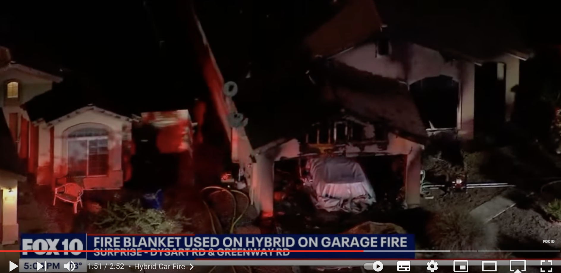 Fire blanket from Prosol UK used on hybrid vehicle garage fire