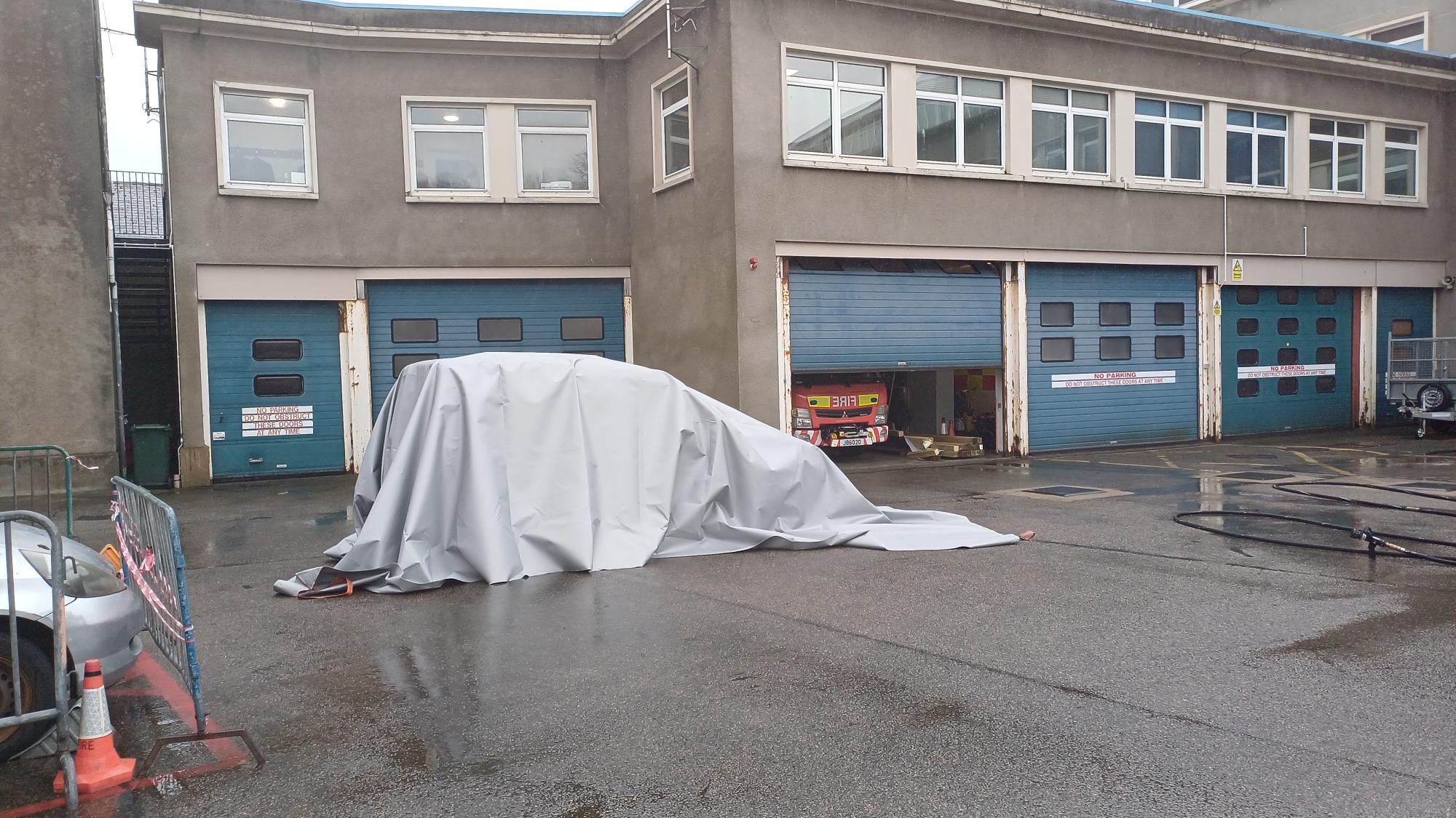 Fire Cloak used in demo at Jersey fire station